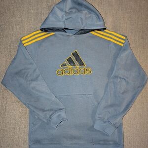 Adidas Gray Hoodie with Yellow Stripes